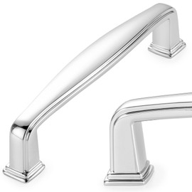 KOOFIZO Square Foot Cabinet Arch Pull - Chrome Furniture Handle, 3.8 Inch/96mm Screw Spacing, 10-Pack for Kitchen Cupboard Door, Bedroom Dresser Drawer, Bathroom Furniture Hardware