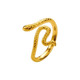 Gold Snake Ring - Adjustable Snake Ring 925 Sterling Silver - Detailed Snake Design - Open Ring Gold - 18K Gold Plated - Gift Idea, Sterling Silver, No Gemstone
