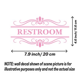 Pink Restroom Sign Wall Decal Vinyl Stickers, Cute Art Design DIY Mural Wallpaper for Women Restroom Bathroom Washroom WC Toilet Office Home Decoration