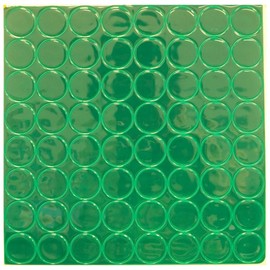 1 Sheet of Dark Green Super Reflective Vinyl Safety Indicator Sticker with Adhesive Backing, 1" Diameter, 64 Hot Dots per Sheet, A-6437 (Photo Shows This Item is for one Sheet only.)