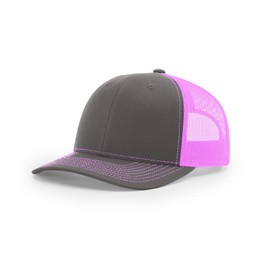Joe's USA Richardson 112 Trucker Hats Women and Men- Adjustable Snapback Hat-OSFM-Charcoal/Neon Pink