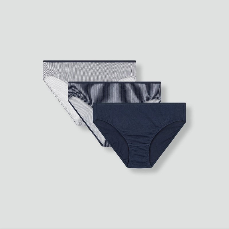 JAJU [JAJU] Women's Cotton Pinstripe Hipster Panties 3-pack (Choose 1
