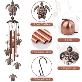 Wind Chime, Gifts Chimes, Outdoor Decorations Wind Chime, Vintage Commemorative Wind Chimes Gift For Mom And Woman, Copper Decoration Birthday And Valentine Gift (tortoise)