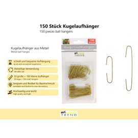 MC Trend Christmas Baubles Tree Hook Hanger for Christmas Tree Decorations Hooks Christmas Tree Gold (150 Tree Hooks)