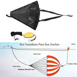 Alomejor Boat Anchor 24 Inch Kayak Canoe Drift Anchor Float Swimming Buoy Tow Rope for Fishing Canoe Yacht Kayak (Black)
