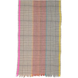 FRAAS Wool Stole Checked with Coloured Highlights - 60 x 180 cm - Lightweight Scarf for Women, gray