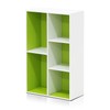 Furinno Luder Bookcase / Book / Storage , 5-Cube, White/Green