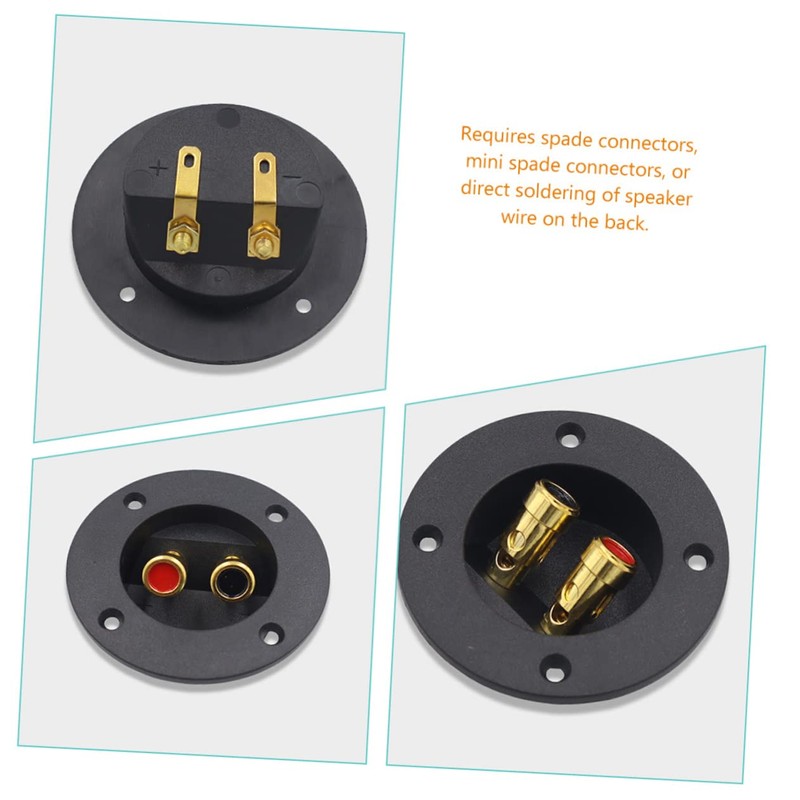 LABRIMP 4pcs Round Speaker Terminal Connectors with Quick Disconnect for