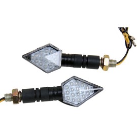 MotorToGo Black LED Motorcycle Long Stem Turn Signals mini 3D Diamond LED Turn Signals Lights Blinkers Compatible for 2017 Yamaha FZ07