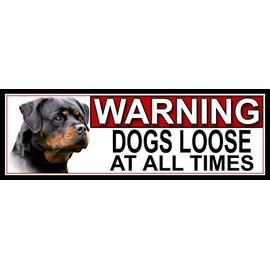 Shawprint Rottweiler WARNING DOGS LOOSE AT ALL TIMES METAL GATE SIGN 266mm x 87m. (937H2)