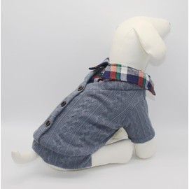 Petzzi Pet Warm Dog Clothes Dog Sweater for Small Puppy Medium Large Dogs Cat Sweaters with Shirt Collar Buttons Knit Cable Sweaters -Noah (XS, Blue)