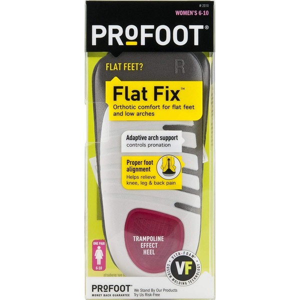 PROFOOT, Flat Fix Orthotic, Women's 6-10, 1 Pair, Orthotic Insoles for Flat Feet and Low Arches, Inserts Help Support Arch Heel, Lightweight, Absorbs Shock to Help Reduce Foot, Leg, Hip, Back Pain