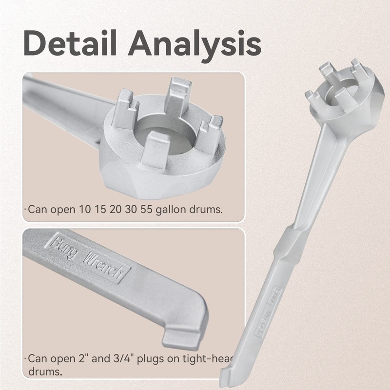Bung Wrench 55 Gallon, 2 Pack Drum Barrel Wrench Aluminum