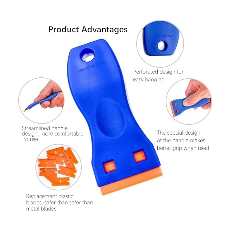 2PCS Plastic Scraper Tool Non-Scratch with 20PCS Blades – Multi-Purpose