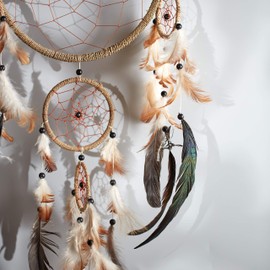 Pink Pineapple Dreamcatcher Traditional with Feathers: Handmade Dream Catcher String Natural Colour Large Dream Catcher (22 x 60 cm)