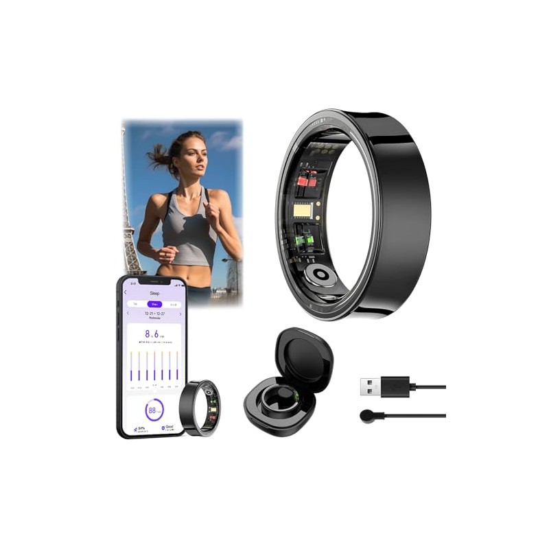 WIOONI Smart Ring Herren Damen, Fitness Ring Tracker Gesundheitsring mit