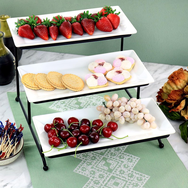 Elama Porcelain 3 Tier Rectangular Serveware Set (ELM-213)