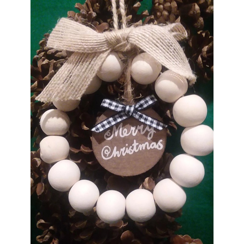 Wooden Bead Christmas Ornament/farmh