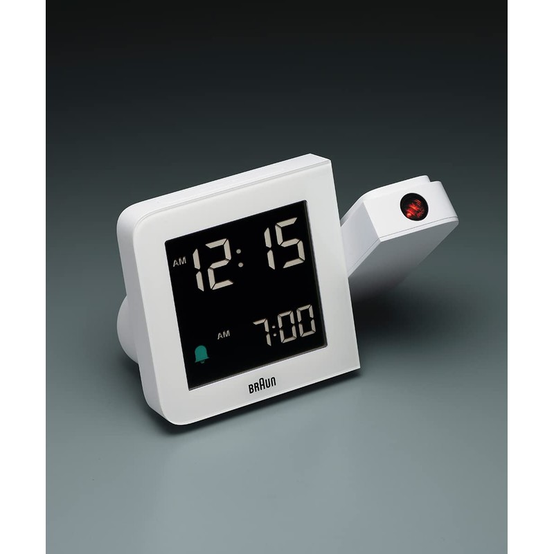 BRAUN/Brown Digital Table Clock, Projection Alarm Clock, BC15W, White, Digital