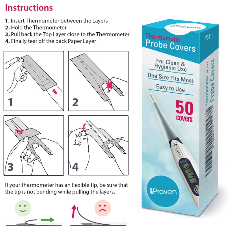 iProven Disposable Probe Covers for Oral Thermometer and Rectal Thermometer,