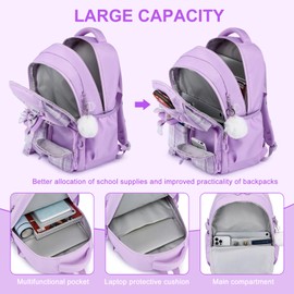 Kuosdaz Backpack with Lunch Bag，Purple