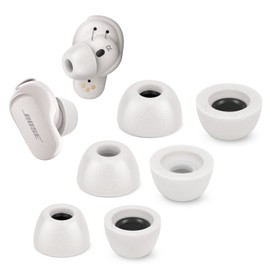 Tang Town Puntas de espuma viscoelástica para auriculares Bose QuietComfort II, sin dolor de orejas de silicona, almohadillas para orejas antideslizantes de repuesto, caben en la funda de carga, reducción de ruido, 3 pares (tamaños mixtos S/M/L, gris)