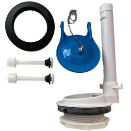 Three inch Flapper Valve Assembly with a Blue solid Silicone Flapper with 10 inch high overflow tube for a Two Piece Toilet.