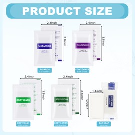 5IN1 Toiletries Bulk Travel Size Set(100 Pcs) 5-Piece Set: 20pcs Travel Size Body Wash, 20pcs Hotel Shampoo, 20pcs Mini Conditioner, 20pcs Body Lotion, 20psc Bar Soap, Bulk Mini Guest Amenities Supply