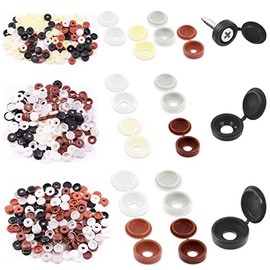 Swpeet 300Pcs 5 Colors 5/32" 1/5" 1/4" Plastic Screws Hinged Screw Cover Caps Caps Fold Screw Snap Covers Washer Flip Tops Assortment Kit, Hole Tube Panel Plugs Fastener Cover Plugs