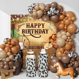 Sensfun 7x5ft Western Cowboy Happy Birthday Backdrop for Boys Men Wild West Rodeo Cowboy Birthday Decorations Rustic Wooden Background Photography Country Cowboy Party Banner Photo Booth Props