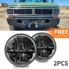 autofans Pair 7" inch LED Round Headlights For Ford 1953-1977 F-100 F-250 F-350 Hi-Lo DOT