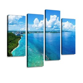 Two Lovers Point in Guam Canvas Wall Art Hanging Paintings Modern Artwork Abstract Picture Prints Home Decoration Gift Unique Designed Framed 4 Panel