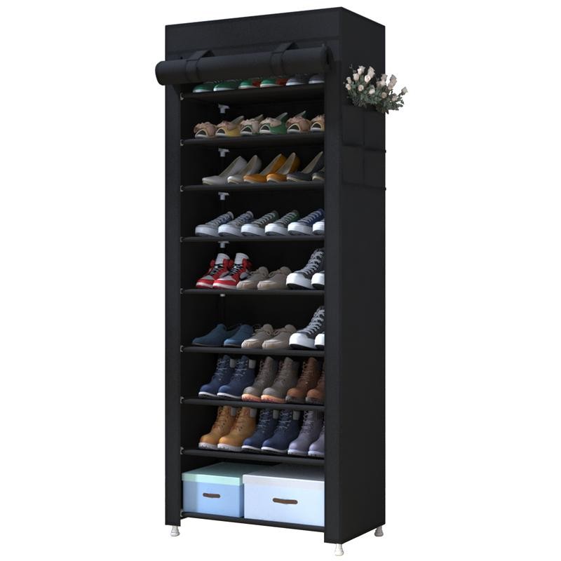 UDEAR 10 Tier Shoe Rack 9 Grids with Dustproof Cover