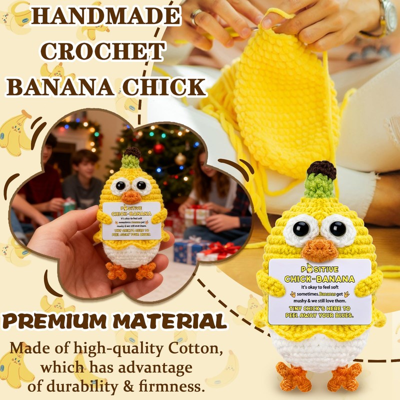 Inspirational Gifts for Women Positive Crochet Chicken Banana Decor