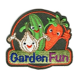 GARDEN FUN Iron On Patch Flowers Vegetables Gardening