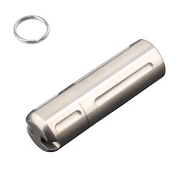 YHZNAGEM Mini Pill Box Keyring, Small Waterproof Capsule for Outdoor Activities, Ideal for Camping, Hiking, Climbing, Titanium (Polished)