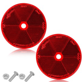 ETUKER 2x Round Reflector Red Ø80mm Safety Reflectors for Gate Posts Car Reflective Reflector or Driveway Fence