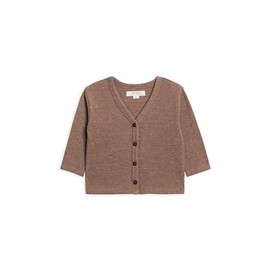 Colored Organics Infant Toddlers and Kids Long Sleeve Shirts - Wells Button Down Cardigan - Heather Mocha Waffle Cardigan - 4T