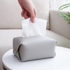 Gray Rectangular Leather Tissue Box Holder Detachable Foldable Napkin Dispenser
