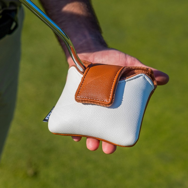 IZZO Golf Mallet Putter Headcover Camel/White - Putter Headcover for