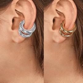 ANNTHOR 4 piezas arete de gota de agua de acero inoxidable de moda, arete de oro para mujer, sin piercings, redondos, con clip para las orejas