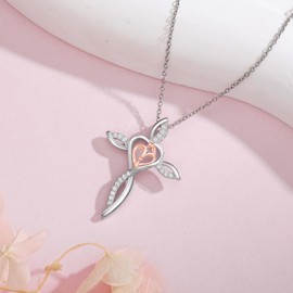 Suiknsn Family Necklaces for Women 925 Sterling Silver Mother Father Son Pendant Necklace Celtic Cross Jewelry Birthday Mothers Day Gifts for Wife Daughter