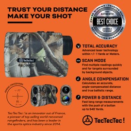TecTecTec ProWild S Hunting Rangefinder with Angle Compensation Laser Range Finder for Hunting with Range Scan, Speed Mode, CR2 Battery, and Normal Measurements