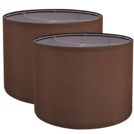 Lamp Shades Set of 2, Drum Lampshade for Table Lamps Floor Lamp, 13" Top X 13" Bottom X 10" High Brown Large-Medium Line Fabric Lamp Shades, Easy Assembly Replacement Lampshades