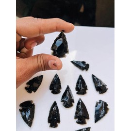 20Pcs Black Obsidian Arrowheads, Metaphysical Glass Crescent, Crystals Healing Stone AAA Quality Obsidian Arrowhead Stone for Jewelry