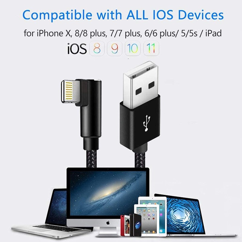 Hi-Mobiler Fast Charging Cable, 3ft Right Angle Cable,3 Pack Nylon
