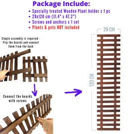 ShopLaLa Wall Planter - Hanging Wooden Wall Planter for Indoor Outdoor Plants, Vertical Garden, Plant Wall Mount Planter, Air Plant Succulent Holder for Flower Pot Display Hanger Frame 47.2" (120cm)