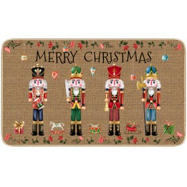 TREWAVE Nutcracker Christmas Doormat Decorative Door Mat Christmas Decor Xmas Holiday Non Slip Welcome Floor Rugs Soldier Kitchen Rug for Home Indoor Outdoor Decor 17x29 Inch