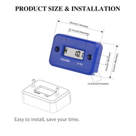 NInE-ROnG Pack of 2 Digital LCD Inductive Operating Hour Counter Maintenance Reminder Waterproof for Lawn Mowers Snow Blowers Boat Inverter Generator Motor Small Gas Engine (Blue x 2)