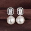 Pearl Diamond Stud Earrings Pearl Dangle Earrings for Women Sterling